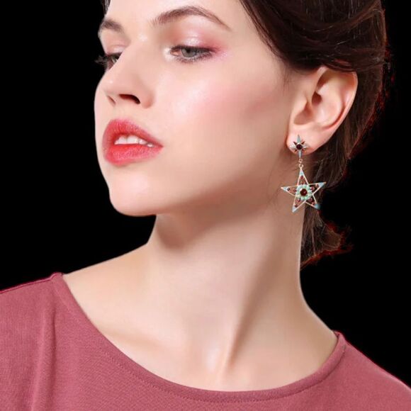 Bijoux Star Crescent Moon Mismatched Gold Tone Multicolor Dangle Earrings NWT - Picture 5 of 14